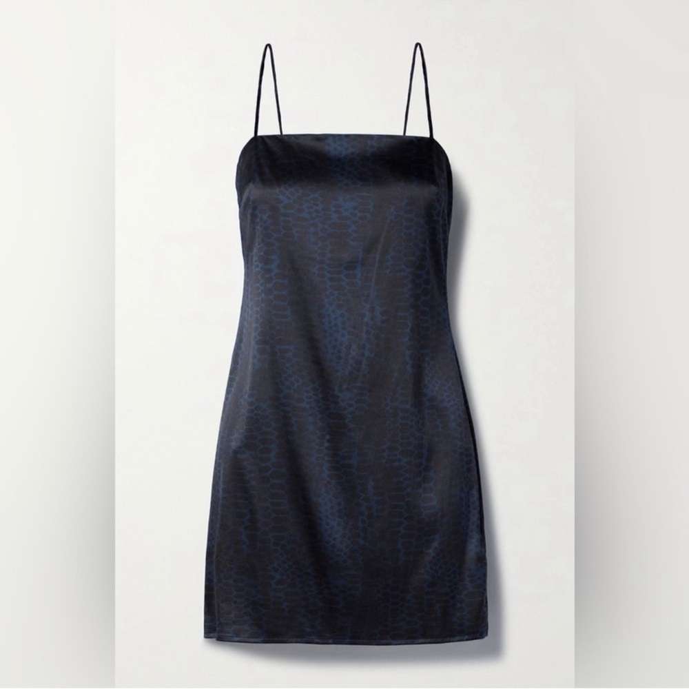 NEW NWT Anine Bing Valentine silk mini dress black and blue size small - Picture 2 of 8